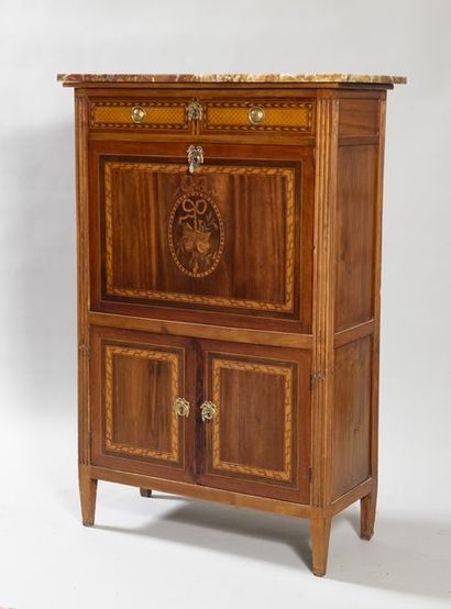 Secretary desk in rosewood, mahogany and...