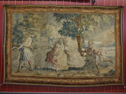 Tapisserie représentant, dans un paysage...