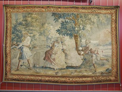 Tapisserie représentant, dans un paysage...