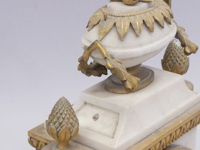 Portico clock in marble and bronze, the dial...