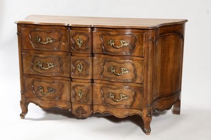 Large crossbow chest of drawers with curved...