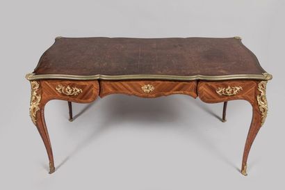 Bureau plat double face en placage de bois...
