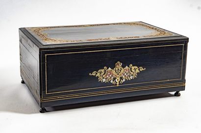 Grand coffret rectangulaire en placage d'ébène...
