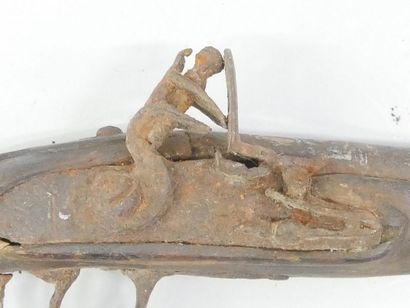 Lot of a small flintlock travel pistol. Formerly...