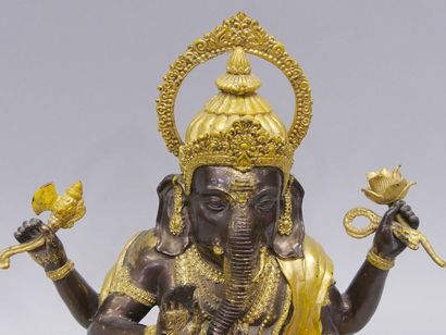 Ganesh, bronze-like metal statue with 2 patinas....