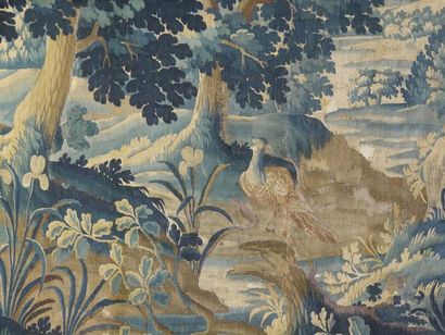 Aubusson tapestry depicting a bird in greenery....