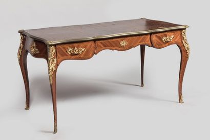 Bureau plat double face en placage de bois...