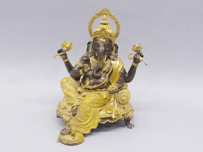 Ganesh, bronze-like metal statue with 2 patinas....