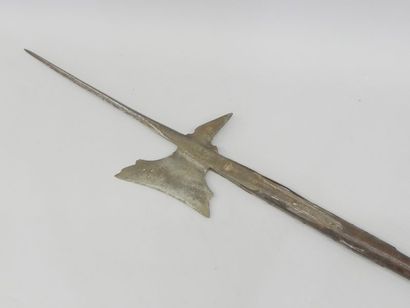 Antique wrought-iron halberd, consisting...