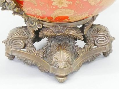 Ceramic and bronze mounted bowl with gilded...