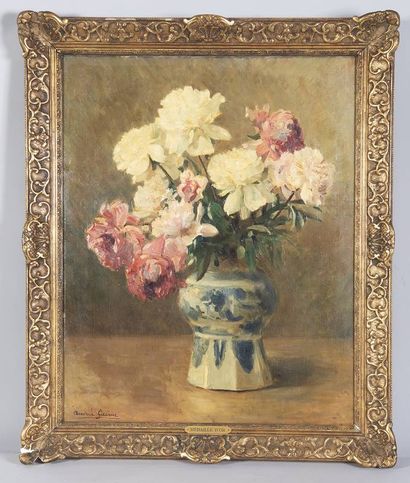 GUERIN Andréa (XXe siècle) Pivoines dans...