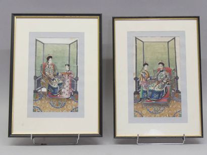 China late 19th century, 2 paintings on paper...