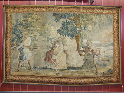 Tapisserie représentant, dans un paysage...