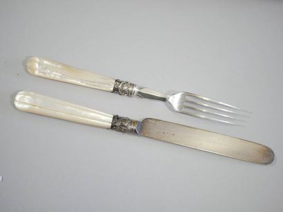 Suite of 12 metal, silver (unmarked) and...