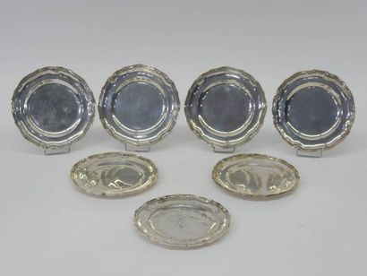 Suite of 6 bowls in foreign silver (800 thousandths),...