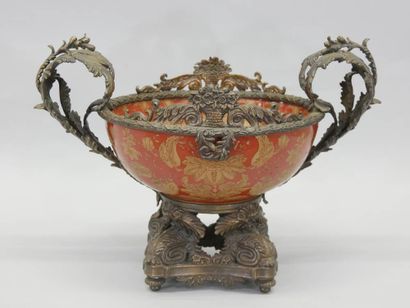 Ceramic and bronze mounted bowl with gilded...