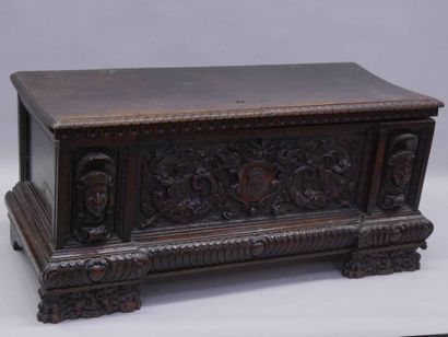 Walnut Cassone opening with one lid (veiled),...