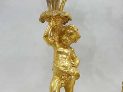 Rococo style ormolu mantel with cherubs (2...
