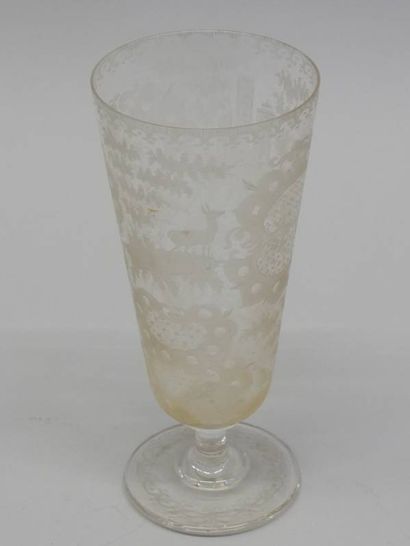 Bohemian crystal glass with engraved decoration....