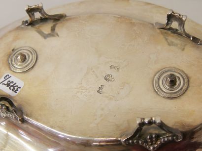 Silver navette-shaped oil and vinegar cruet...