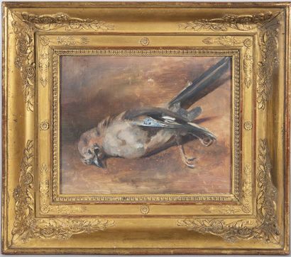 Mésange morte, aquarelle, 21 x 26 cm à vue,...
