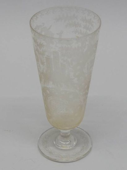 Bohemian crystal glass with engraved decoration....