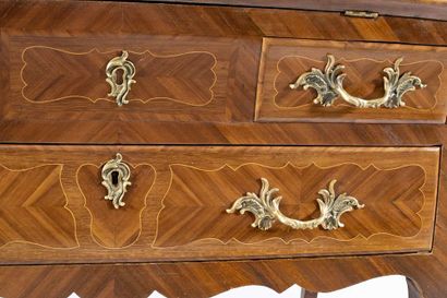 Bureau de pente formant commode en bois de...