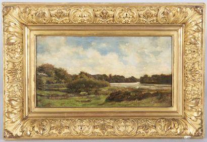 VIDAL (XIXe siècle) Paysage de bord de rivière,...