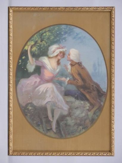 PEAN René (1875 - 1955) Conversation galante,...
