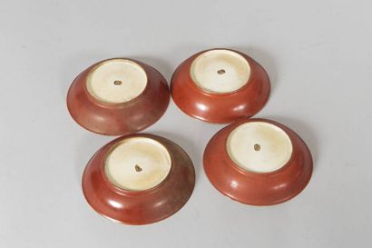 CHINA - 19th century Four red enameled porcelain...