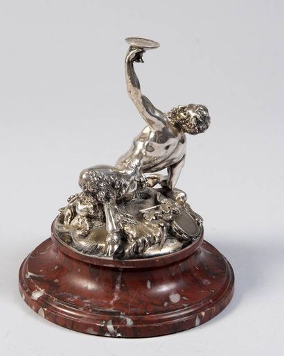 Statuette de Bacchus en bronze argenté, signée...