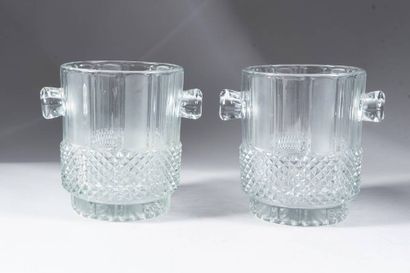 Pair of channel-cut crystal champagne buckets...