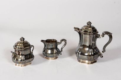 Service à café en argent à motifs côtelés...