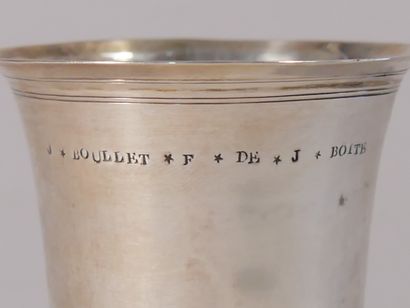 Plain silver tulip tumbler engraved with...