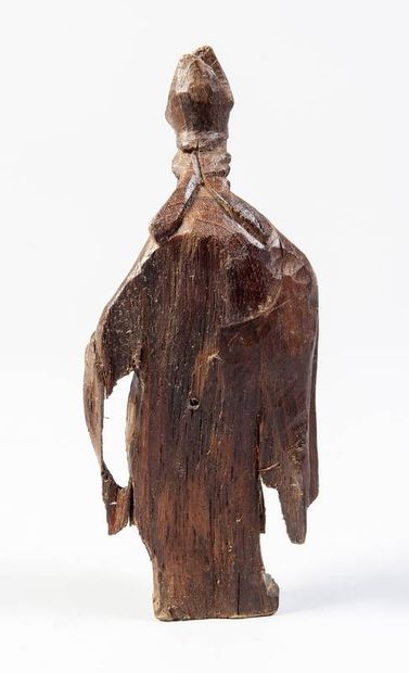 Wooden statuette of St Bishop. 19th century...