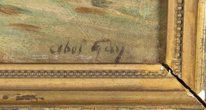 GAY Abel (1877 - 1961) Péniche sur le fleuve,...