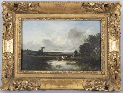 19th century school, Landscape with a pond...