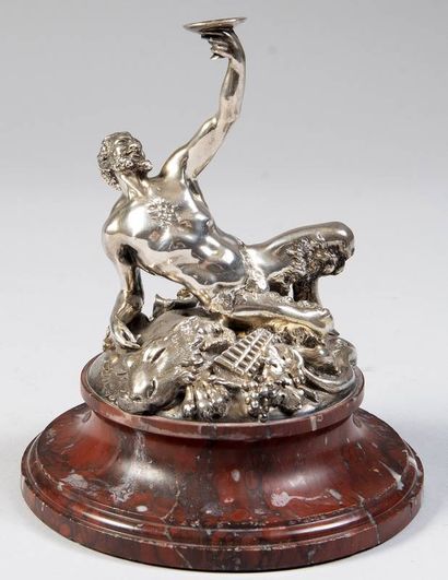 Statuette de Bacchus en bronze argenté, signée...