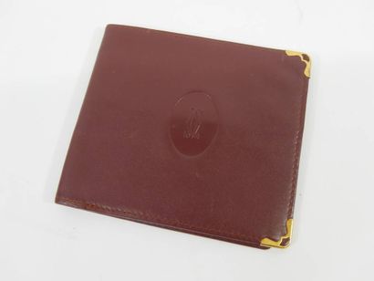 CARTIER - Portefeuille Vintage en cuir couleur...