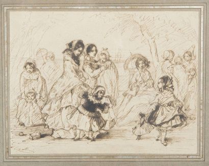 MORIN Eugénie (v. 1833 – 1875) Enfants jouant...