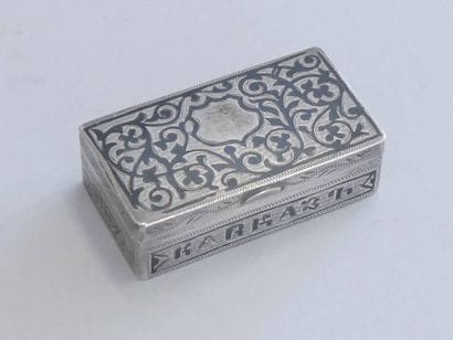 Russian niello silver snuffbox (800 thousandths)...