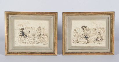 MORIN Eugénie (v. 1833 – 1875) Enfants jouant...
