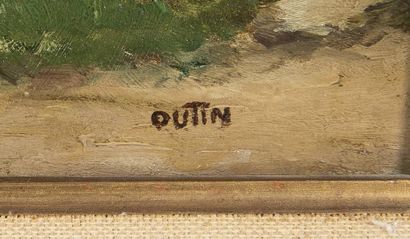 OUTIN Pierre (1840 - 1899) Paysage au pont,...