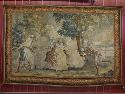 Tapisserie représentant, dans un paysage...