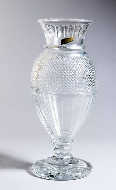 Baccarat cut crystal baluster vase. Height:...
