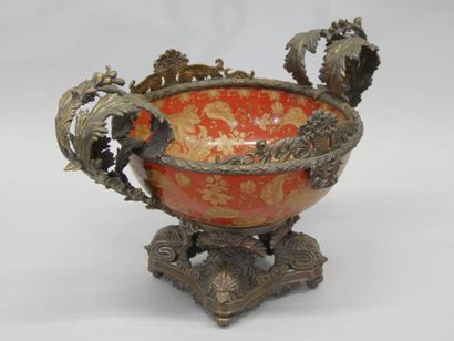 Ceramic and bronze mounted bowl with gilded...