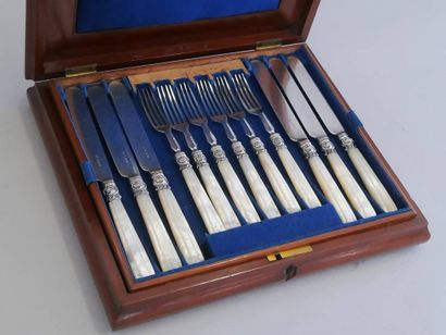 Suite of 12 metal, silver (unmarked) and...