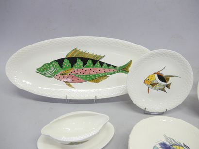 - Service à poisson en faïence de Gien 1938...