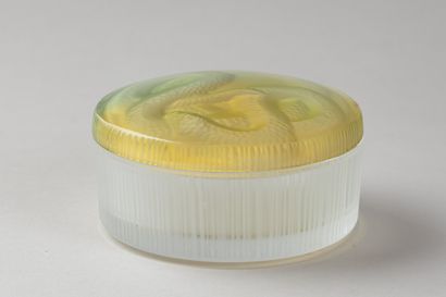 DAUM France - Bonbonnière ronde en verre...
