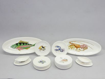 - Service à poisson en faïence de Gien 1938...